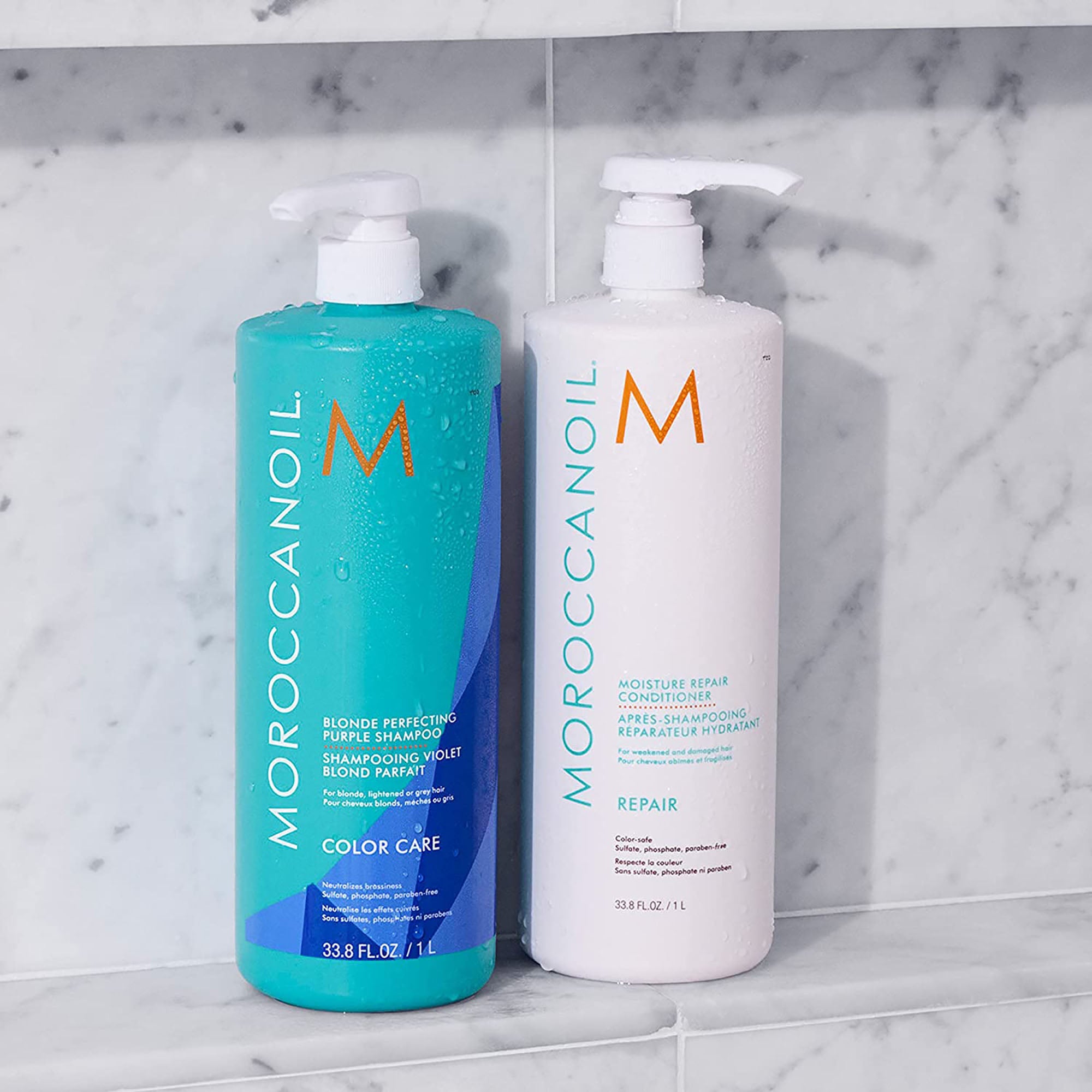 massefylde give Allergi MoroccanOil Blonde Perfecting Shampoo and Conditioner - Planet Beauty