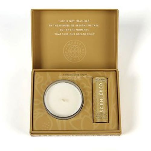 Scentered Aromatherapy "Stay Scentered" 2-Piece Candle & Balm Gift Set / HAPPY