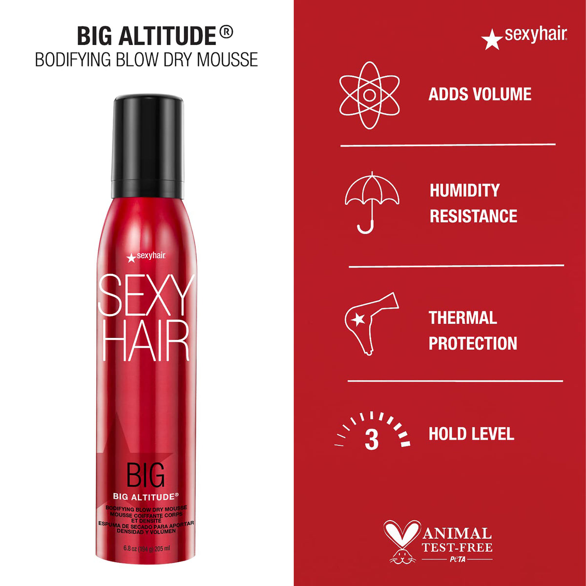 Sexy Hair Big SexyHair Big Altitude Bodifying Blow Dry Mousse / 6.8OZ, image 26412843761814