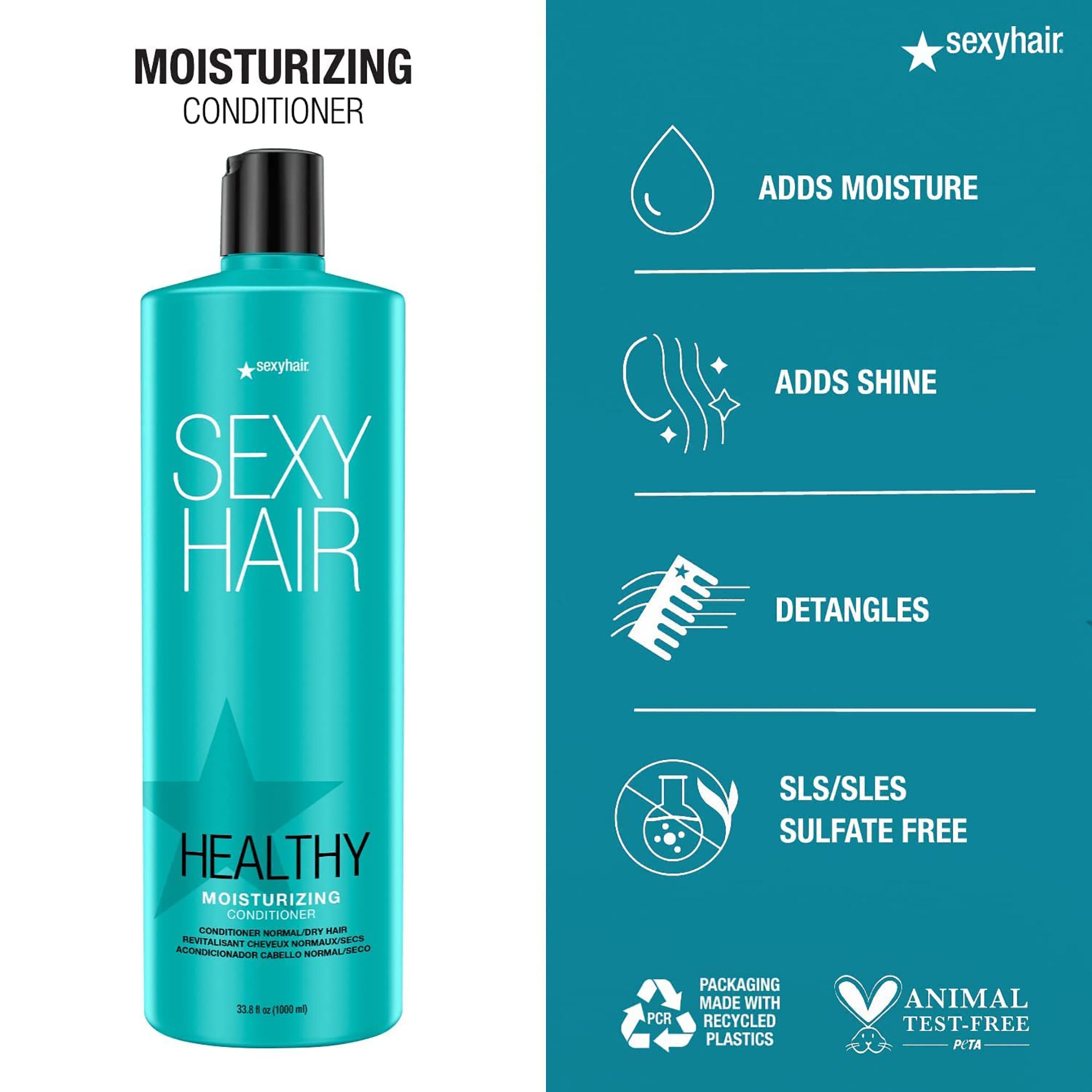 Sexy Hair Healthy SexyHair Moisturizing Shampoo and Conditioner Liter Duo / 33.OZ