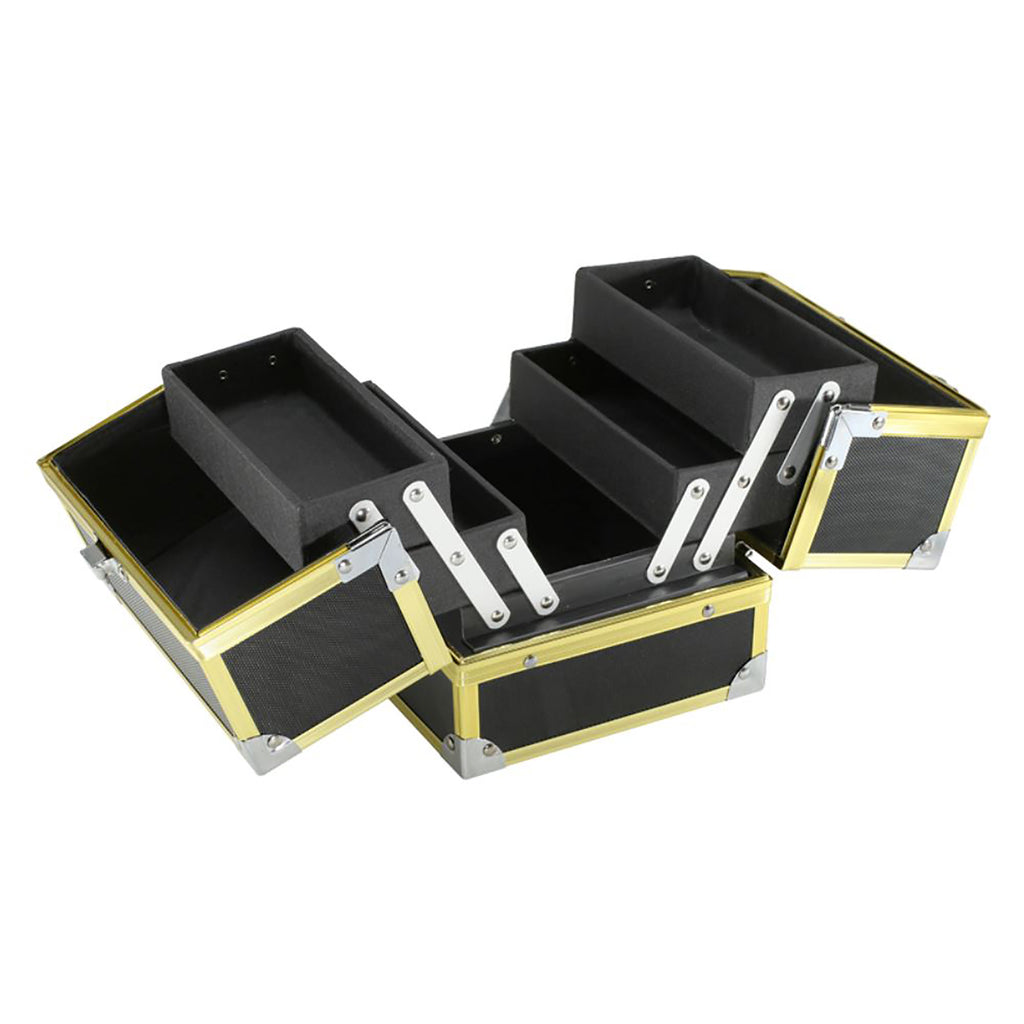 TZCASE Fold Open Beauty Carry Case Style AB-14 in Gold, Rose Gold, or Black / GBD thumbnail 2