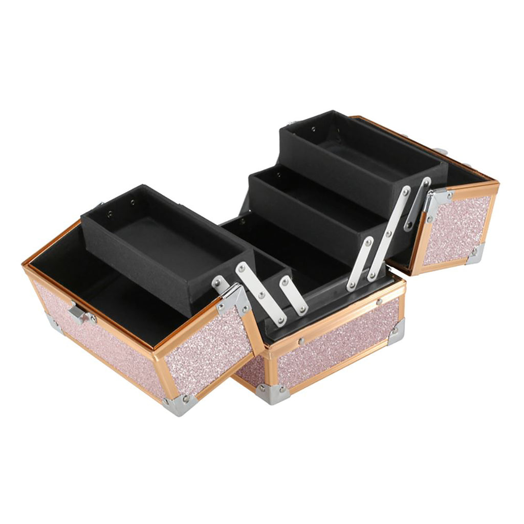 TZCASE Fold Open Beauty Carry Case Style AB-14 in Gold, Rose Gold, or Black / ROG thumbnail 6