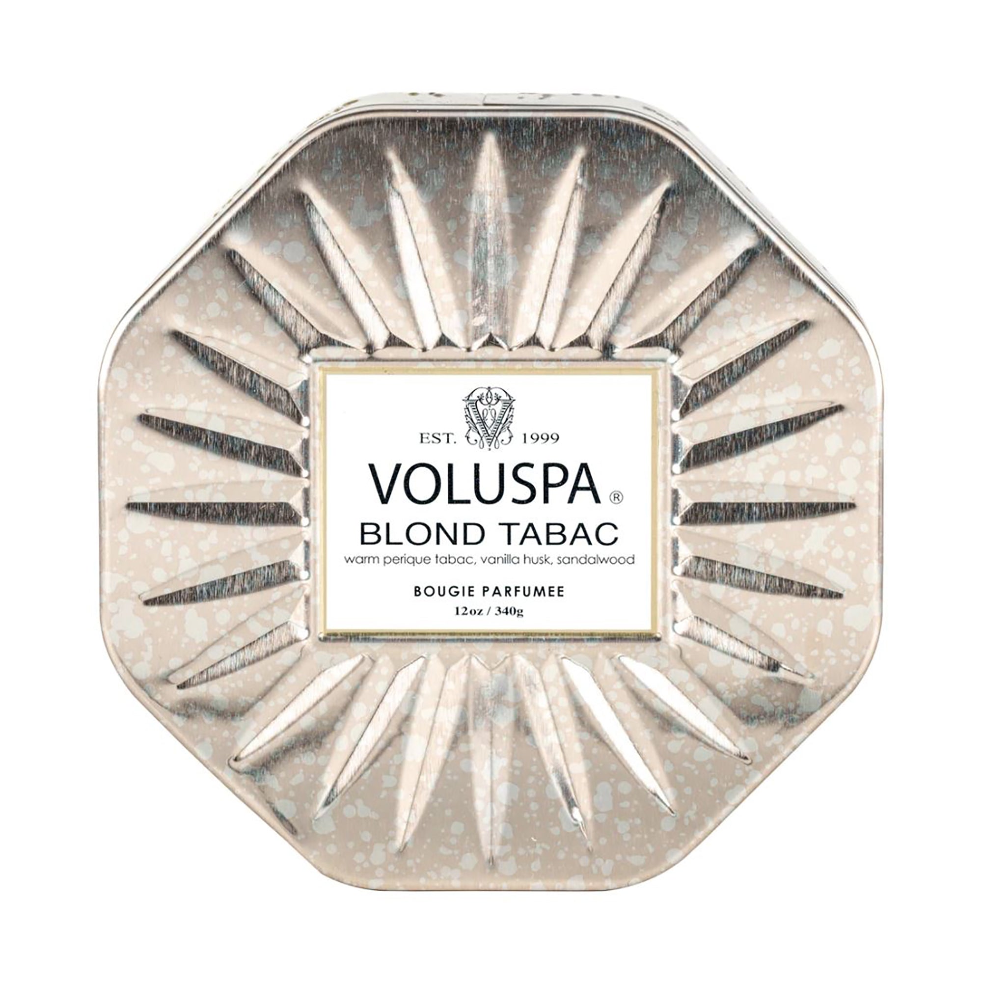 Voluspa 3-Wick Octagon Tin Candle / Blond Tabac 
