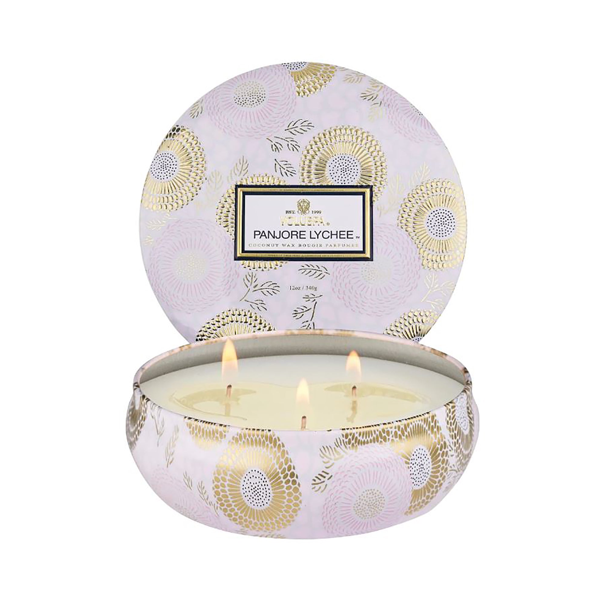 Voluspa Japonica 3 Wick Candle in Decorative Tin / PANJORE LYCHEE