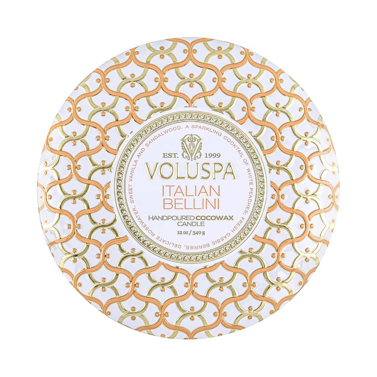 Voluspa Maison Blanc Metallo 3 Wick Candle / ITALIAN BELLINI, image 25993234710678