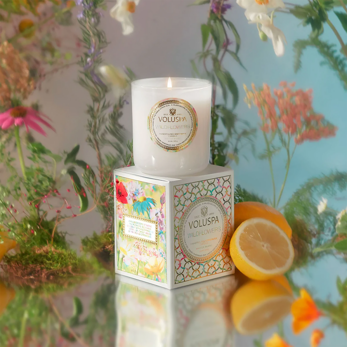 Voluspa Maison Blanc Classic Maison Candle / Wildflowers, image 26453036990614