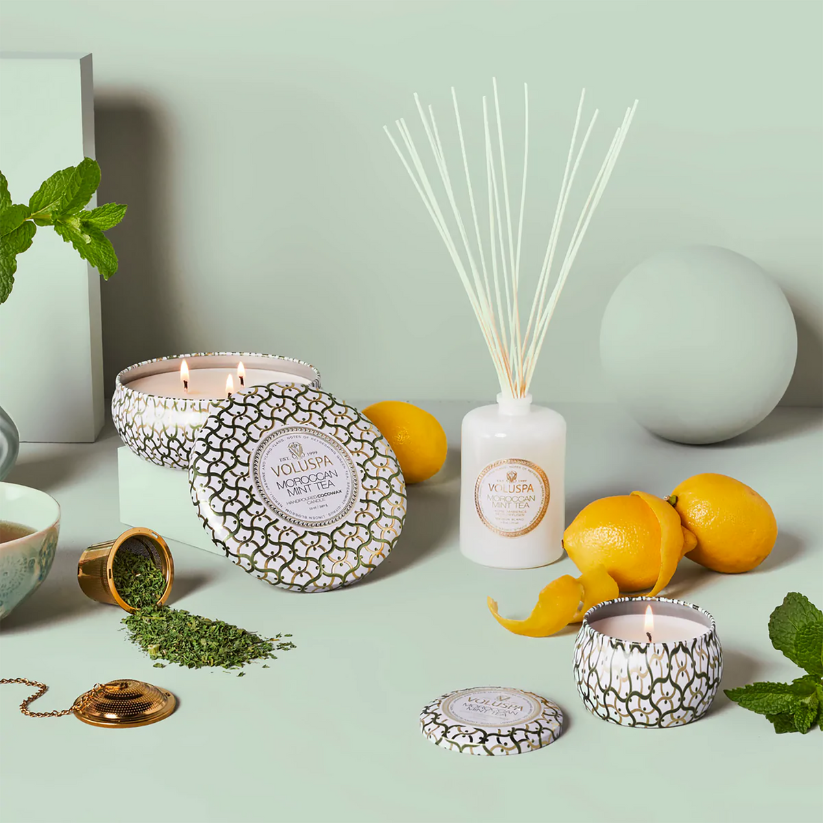 Voluspa Maison Blanc Fragrant Oil Diffuser / MOROCCAN MINT, image 26453124219030