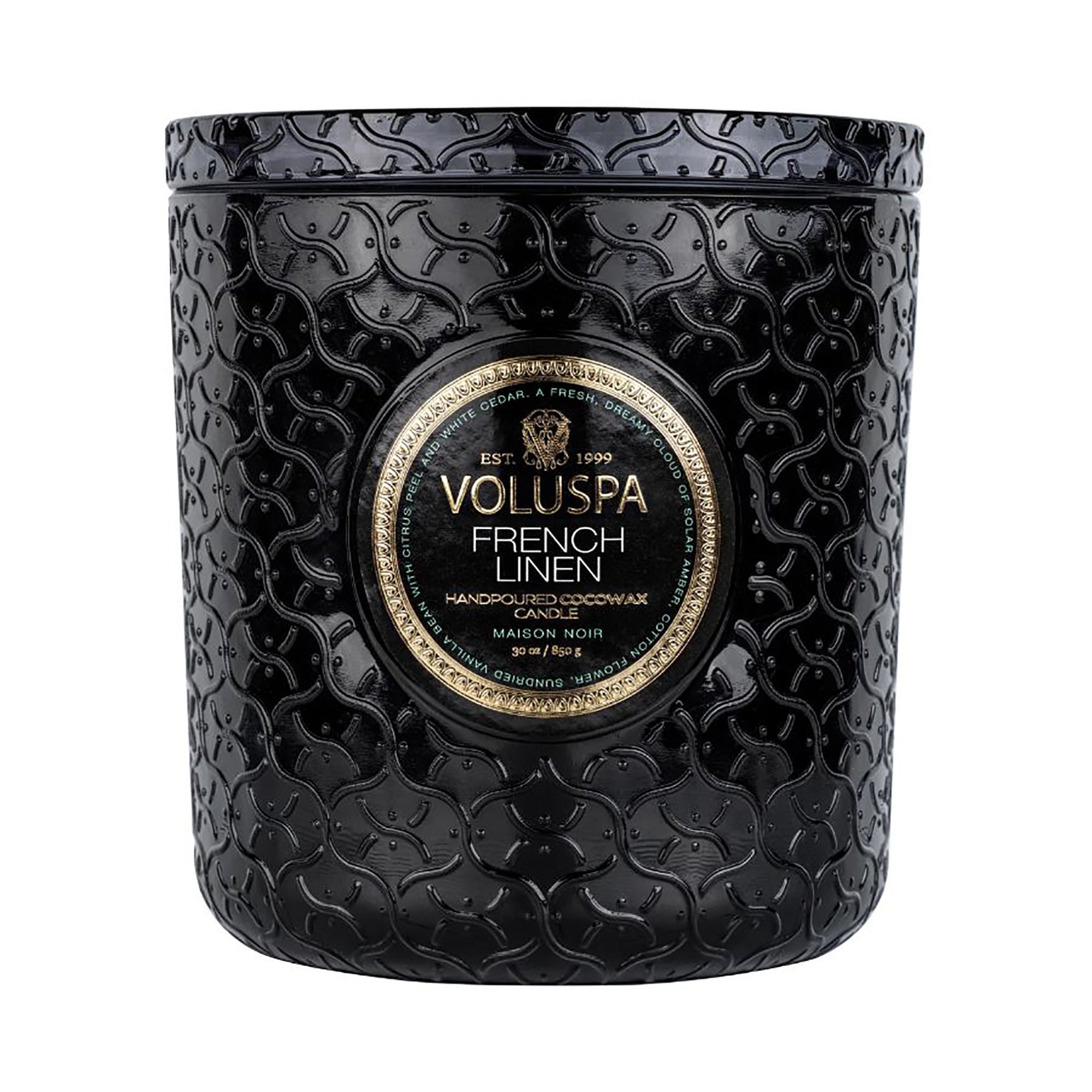 Voluspa Maison Noir Luxe Glass Jar Candle / FRENCH LINEN