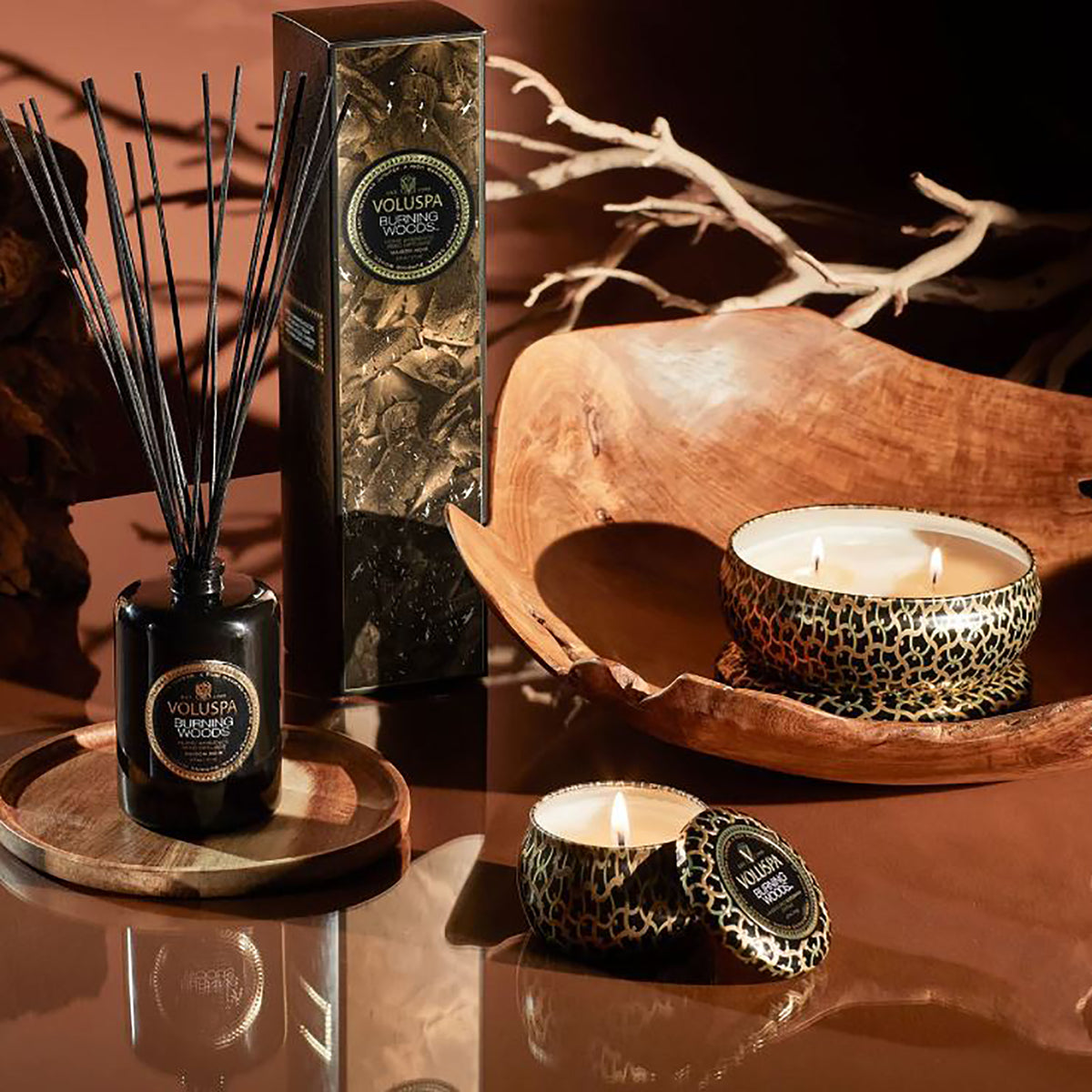 Voluspa Maison Noir Home Ambience Diffuser / Burning Woods, image 26007157014678