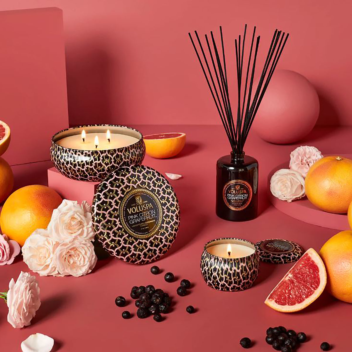 Voluspa Maison Noir Home Ambience Diffuser / Pink Citron, image 26007160848534