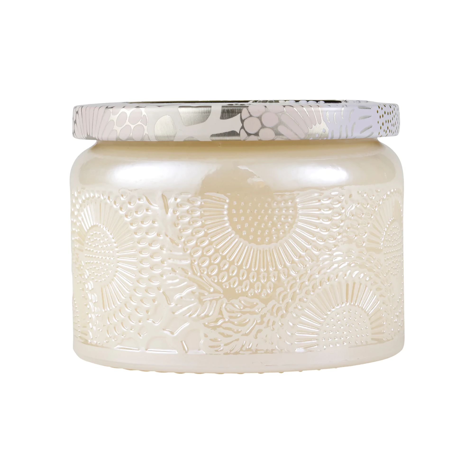 Voluspa Japonica Petite Embossed Glass Jar Candle / SANTAL VANILLE