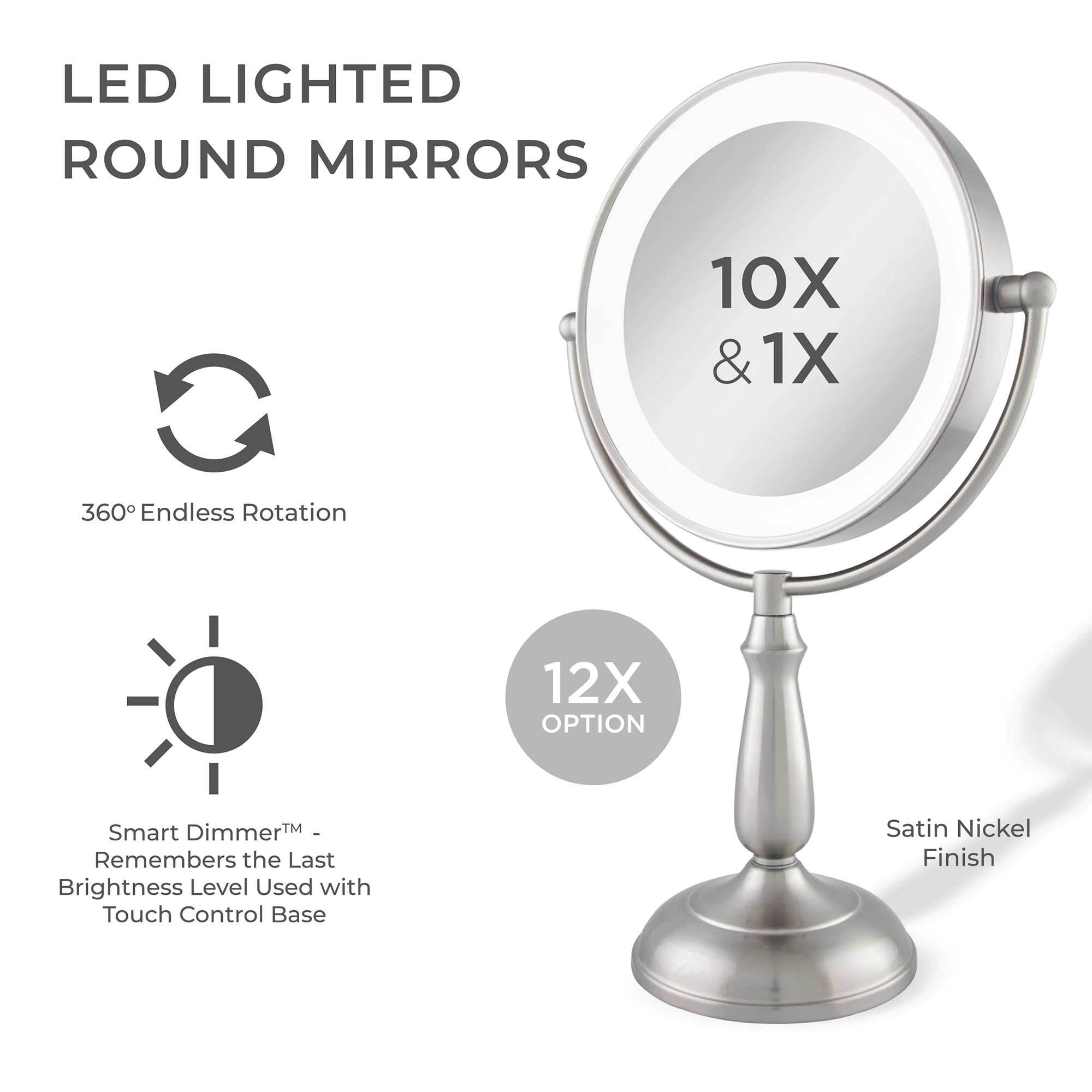 Zadro 11" Round Dimmable Touch LED Dual-Sided Mirror
