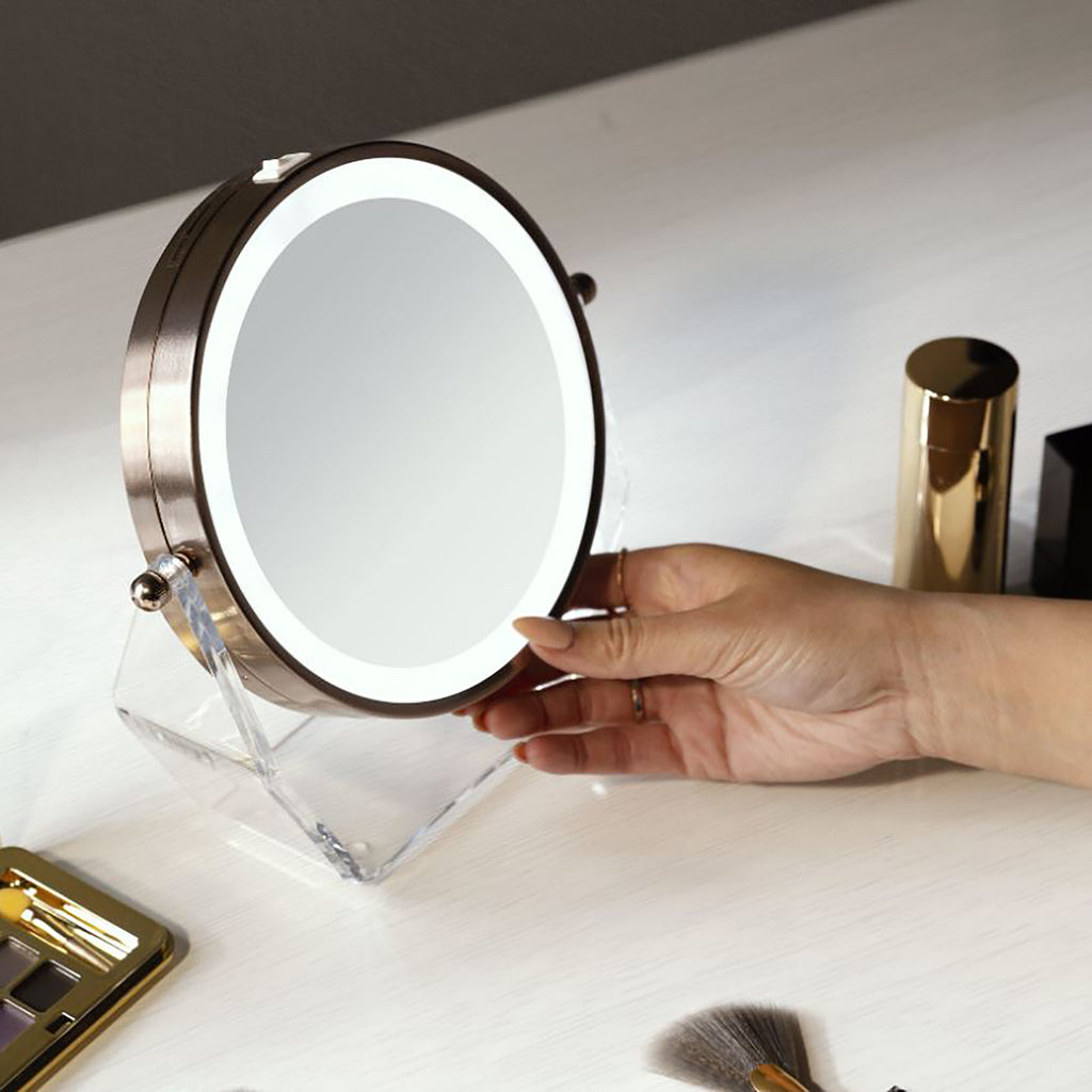 Zadro 7.75" Round LED Acrylic Swivel Mirror 8X/1X CHROME / CHROME thumbnail 2