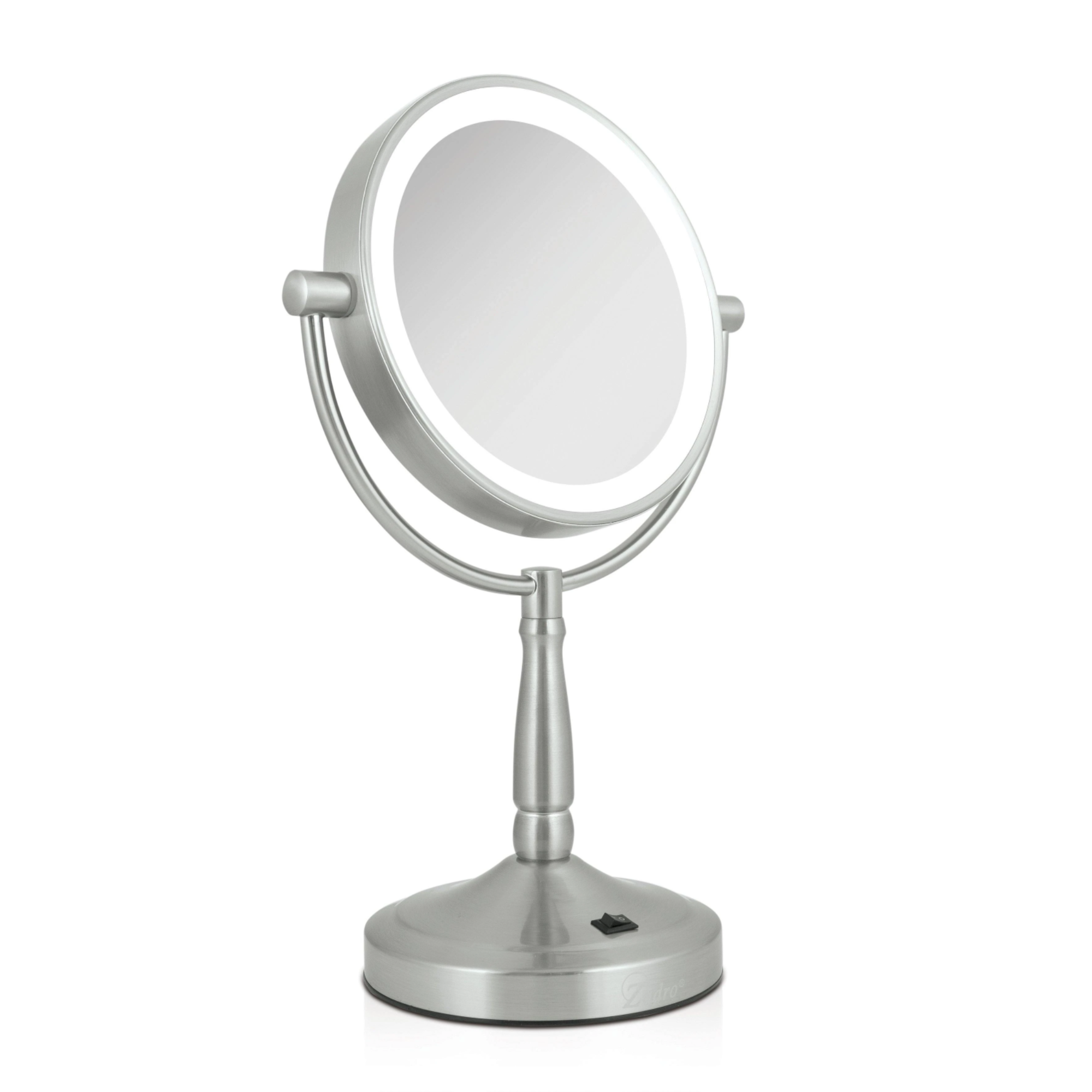 Zadro 9" Round LED Cordless Dual-Sided Mirror 10X/1X / SATIN NICKEL
