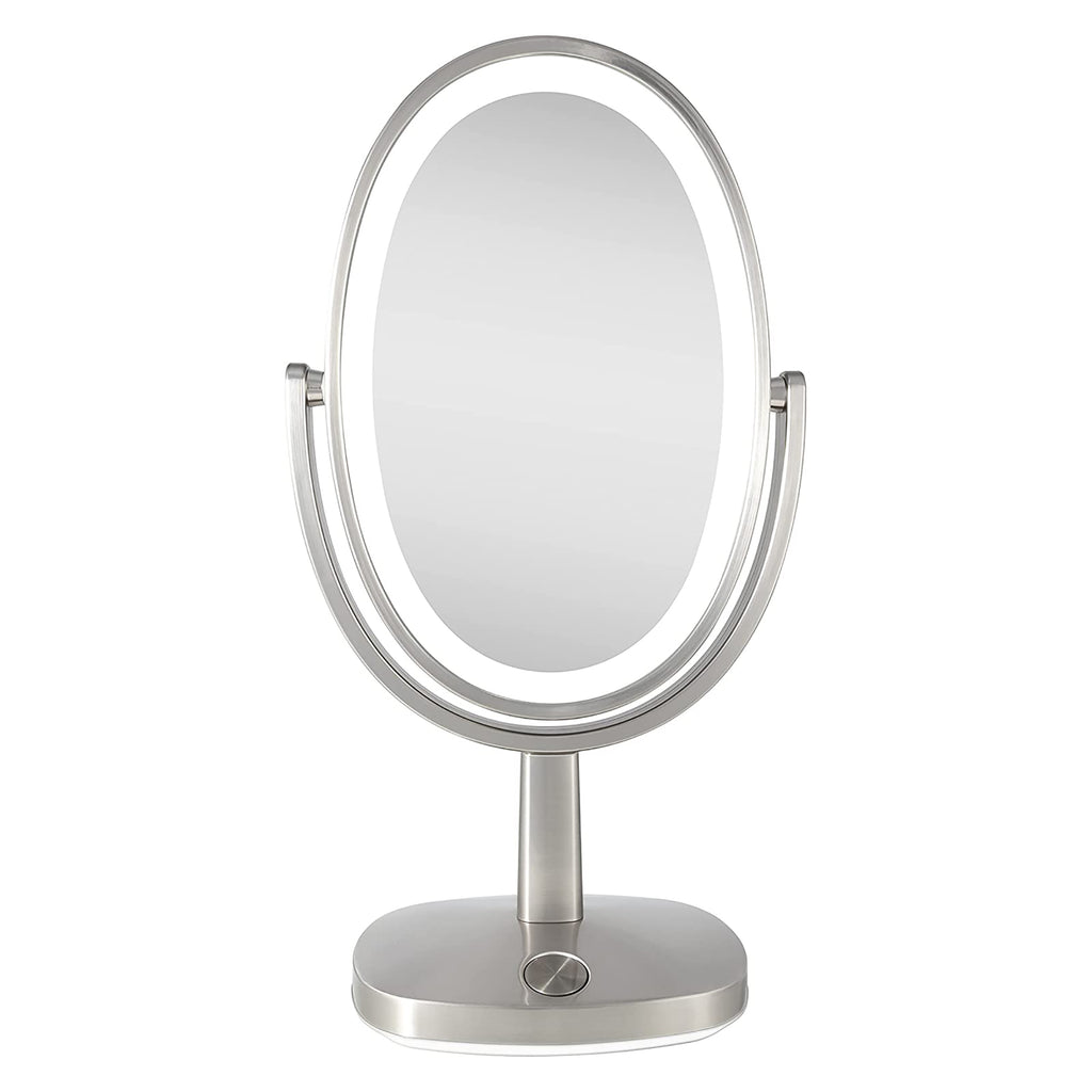 Zadro NEWPORT 10" Oval Ultra Bright Adaptive Color LED Mirror 5X/1X / SATIN NICKEL thumbnail 1