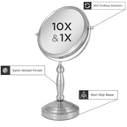 Zadro 9" Round Two-Sided Swivel Vanity Mirror, 10X/1X / SATIN NICKEL
